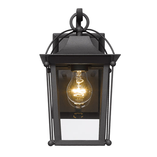 Warwick- Outdoor Medium Wall Sconce in Natural Black with Clear Glass Shade