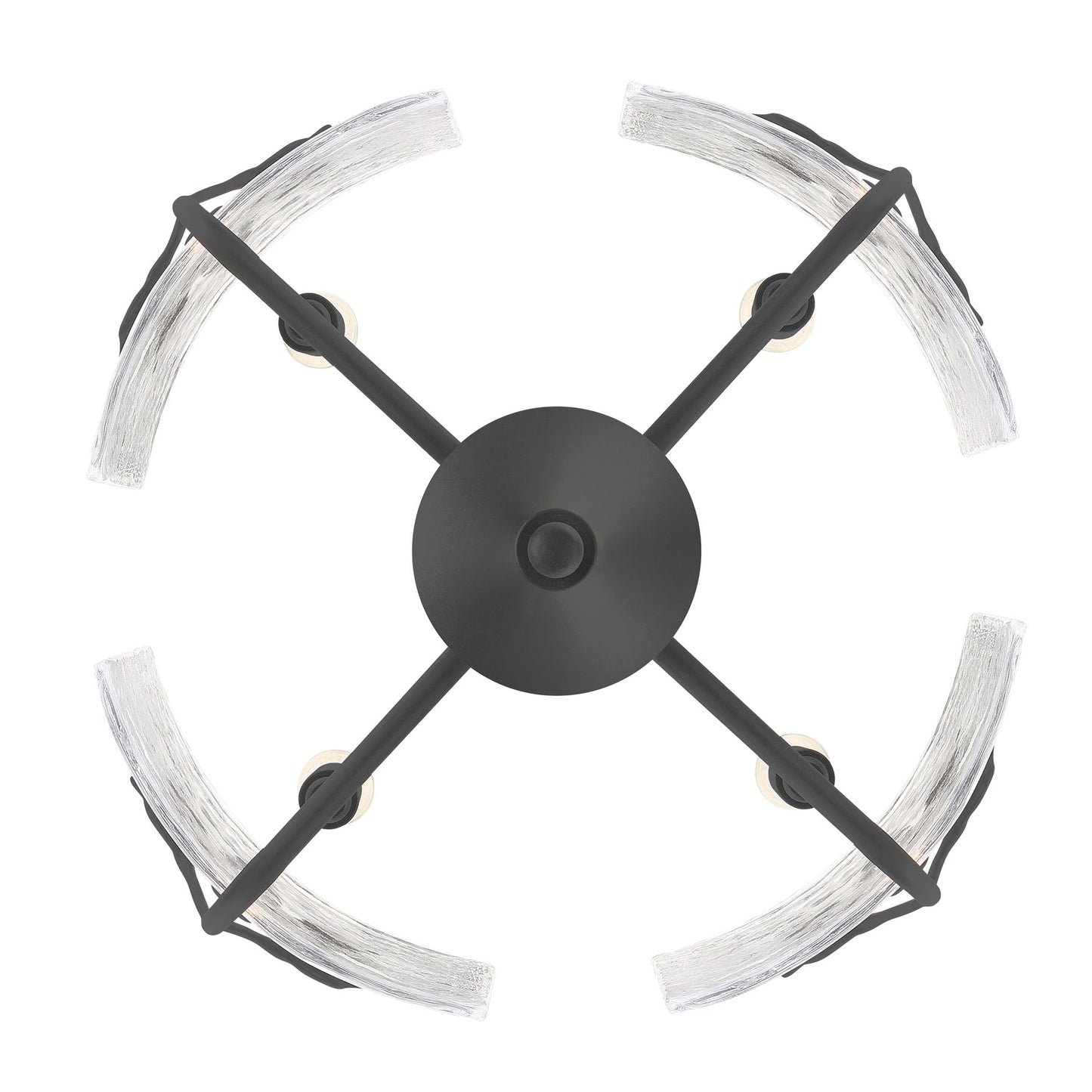 Murphy 4 Light Pendant in Natural Black with Hammered Water Glass
