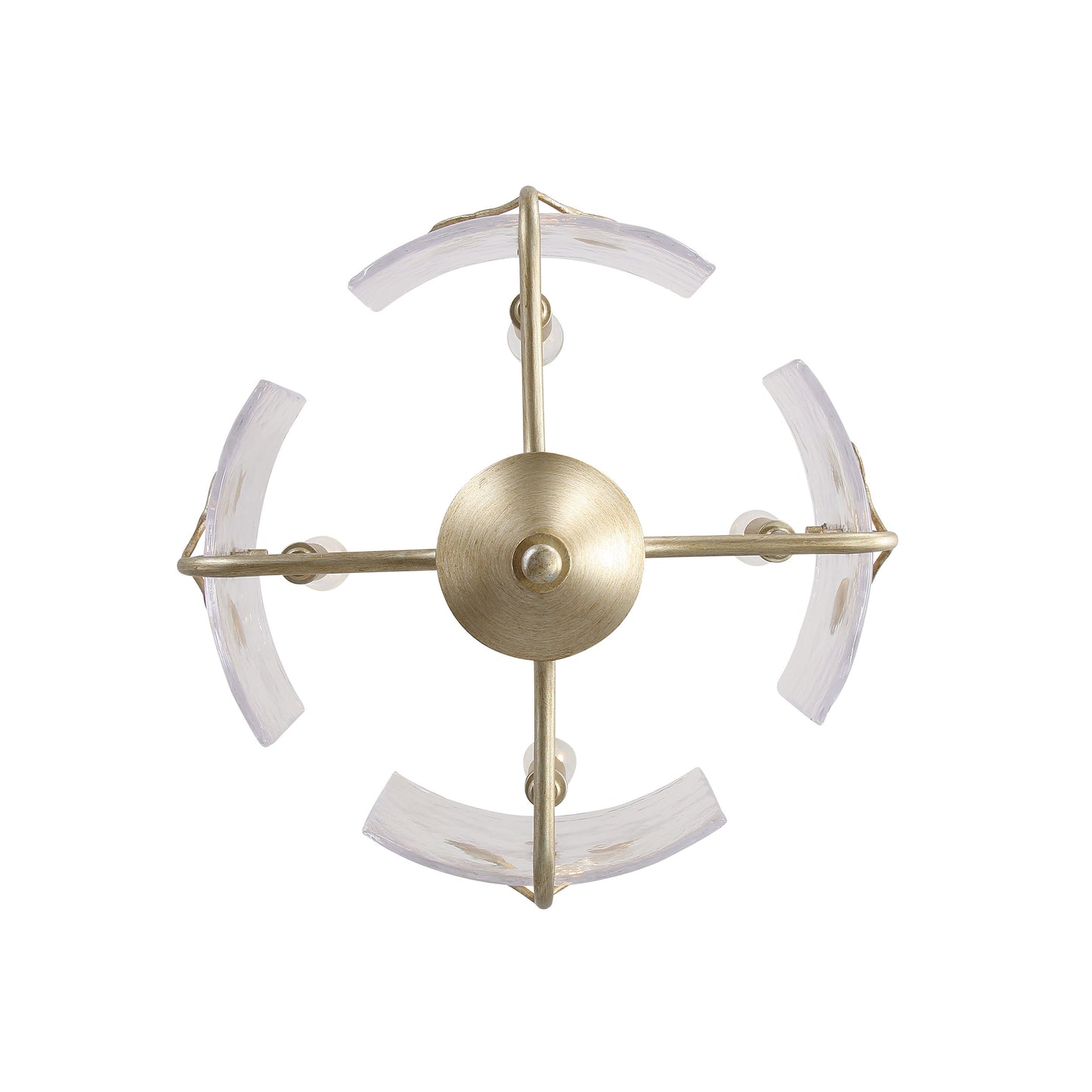 Murphy 4 Light Semi-Flush in White Gold with Hammered Water Glass