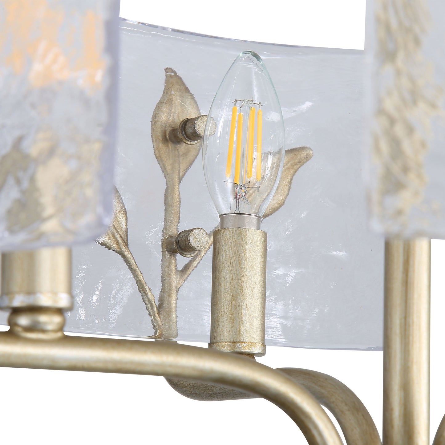 Murphy 4 Light Semi-Flush in White Gold with Hammered Water Glass