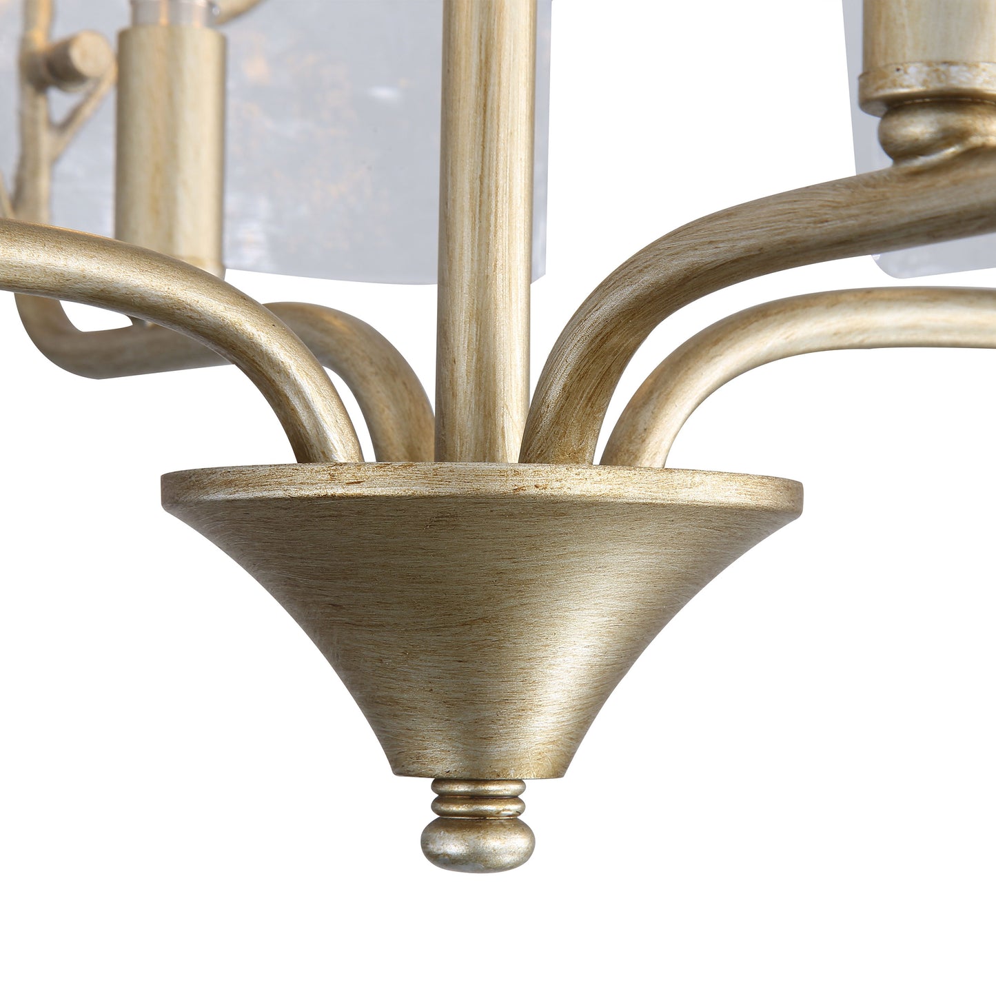 Murphy 4 Light Semi-Flush in White Gold with Hammered Water Glass