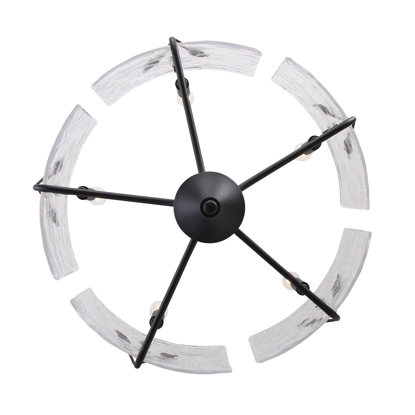 Murphy 5 Light Pendant in Natural Black with Hammered Water Glass