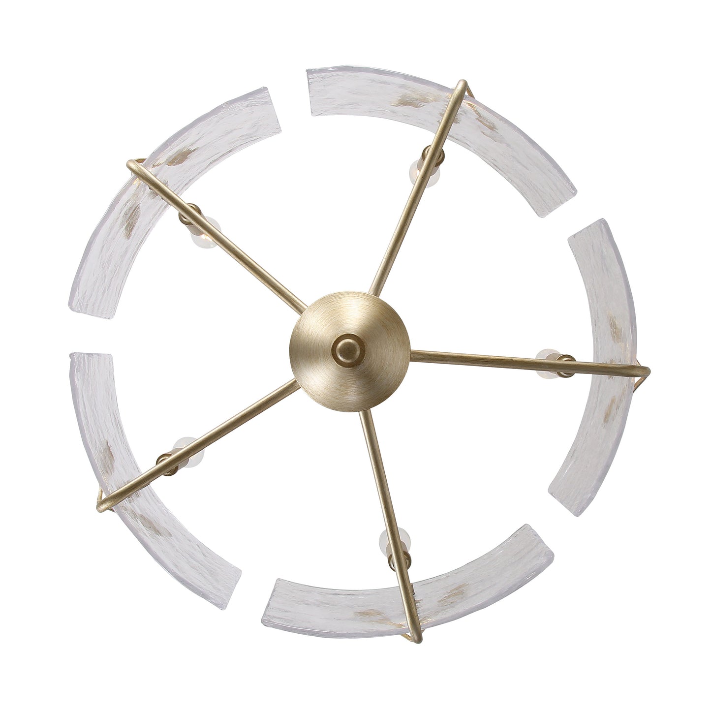 Murphy 5 Light Pendant in White Gold with Hammered Water Glass