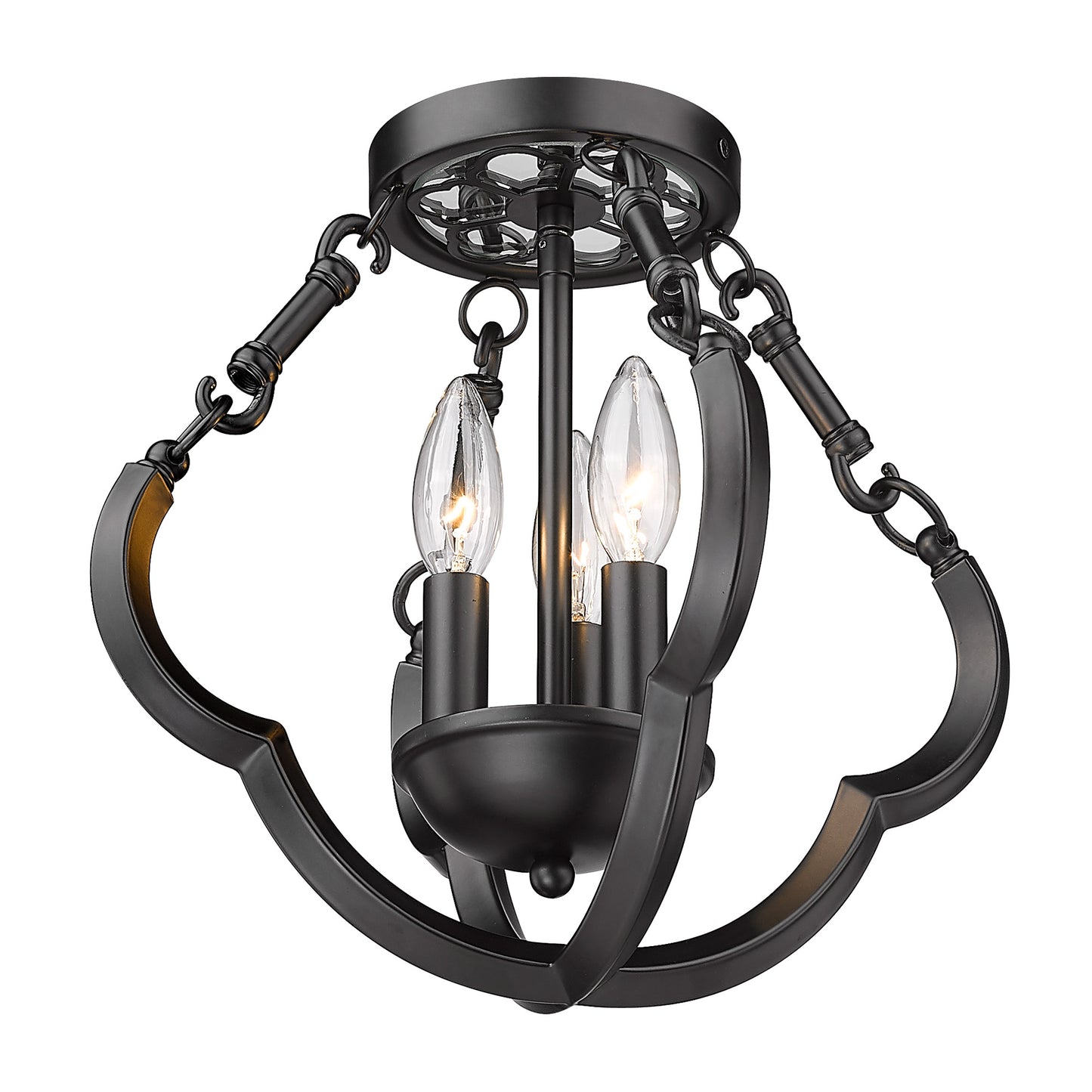 Lily- 12" Semi-Flush in Matte Black