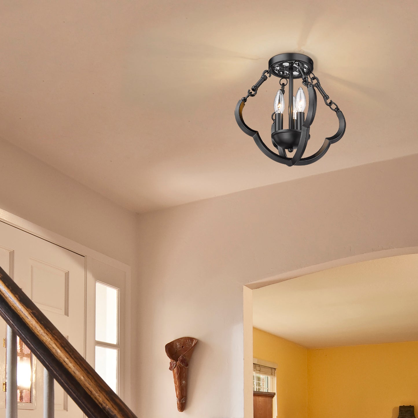 Lily- 12" Semi-Flush in Matte Black