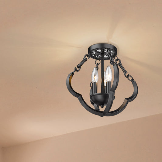 Lily- 12" Semi-Flush in Matte Black