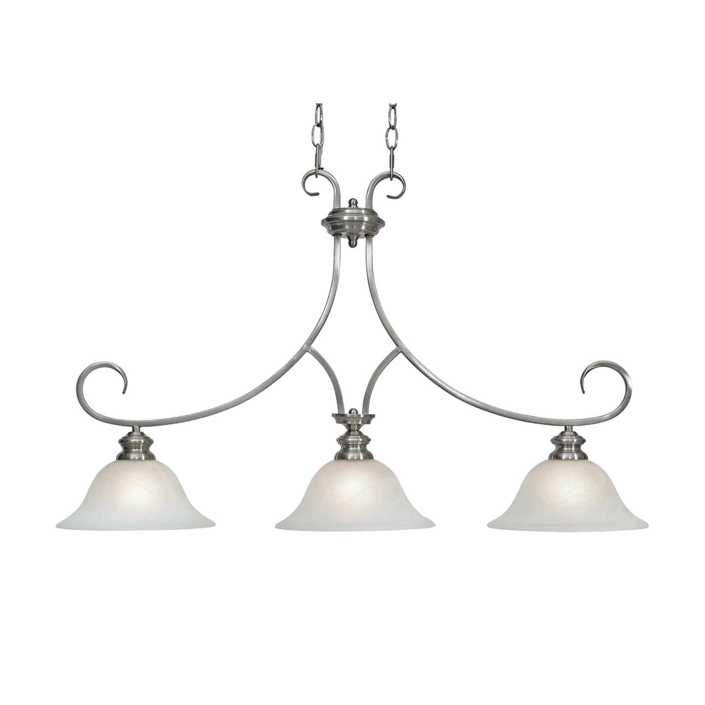Lannister 3 Light Linear Pendant in Pewter with Marbled Glass