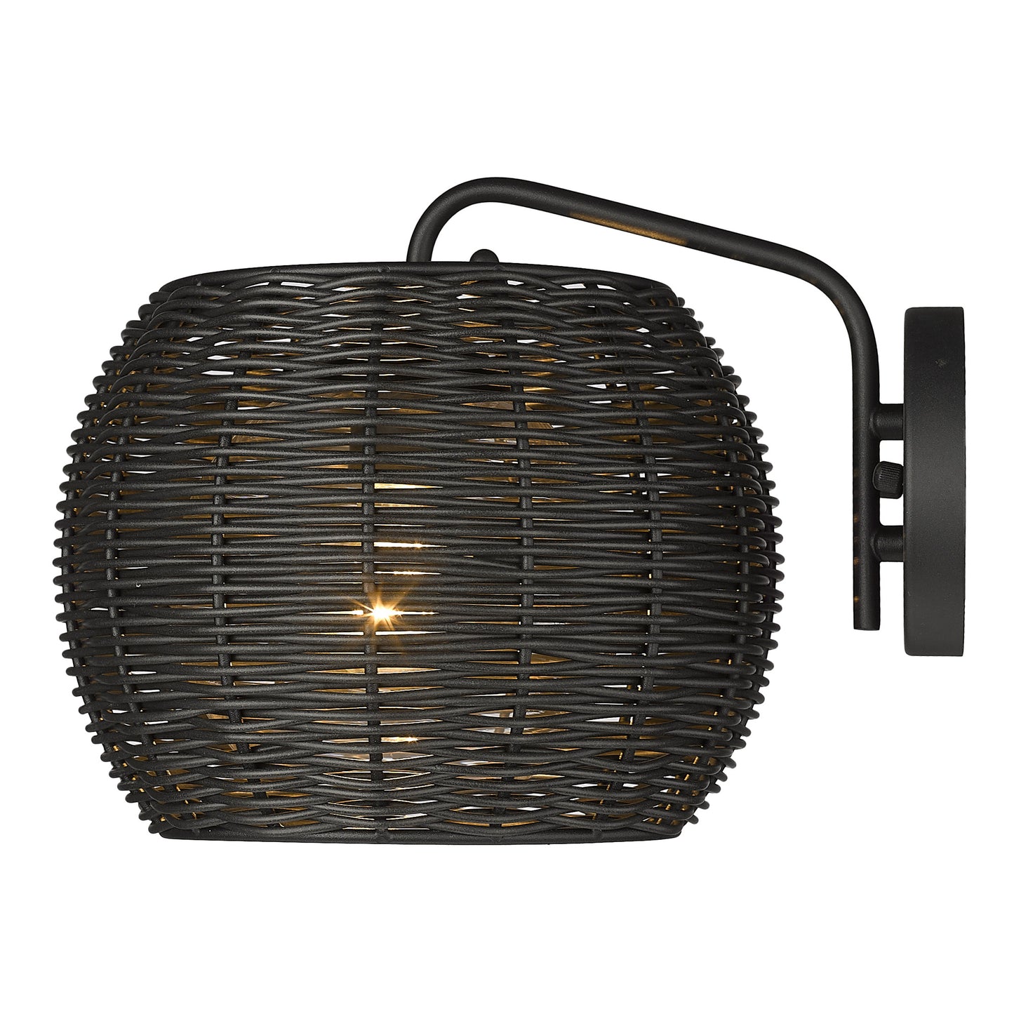 Maren 1 Light Wall Sconce - Outdoor in Natural Black with Black Rattan Wicker Shade