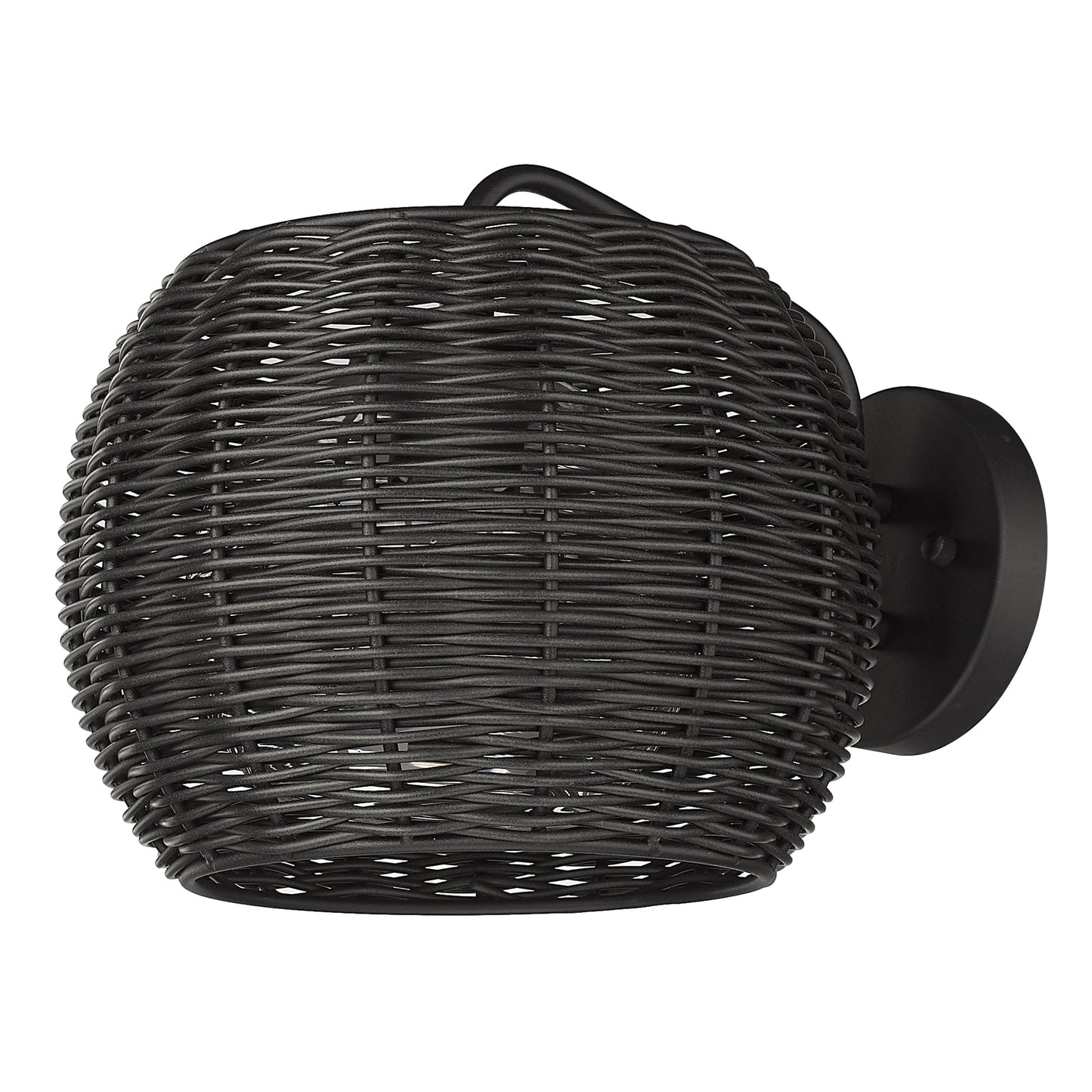 Maren 1 Light Wall Sconce - Outdoor in Natural Black with Black Rattan Wicker Shade