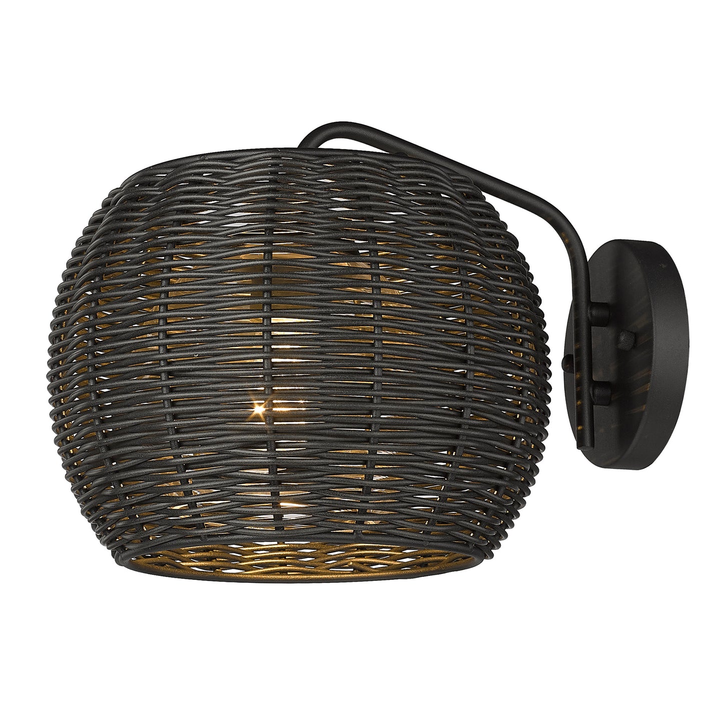 Maren 1 Light Wall Sconce - Outdoor in Natural Black with Black Rattan Wicker Shade
