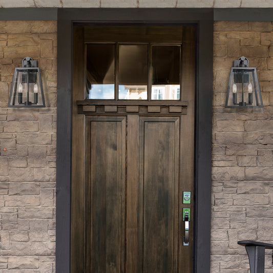 Makenna- Wall Sconce - Outdoor in Natural Black with Clear Glass Shade