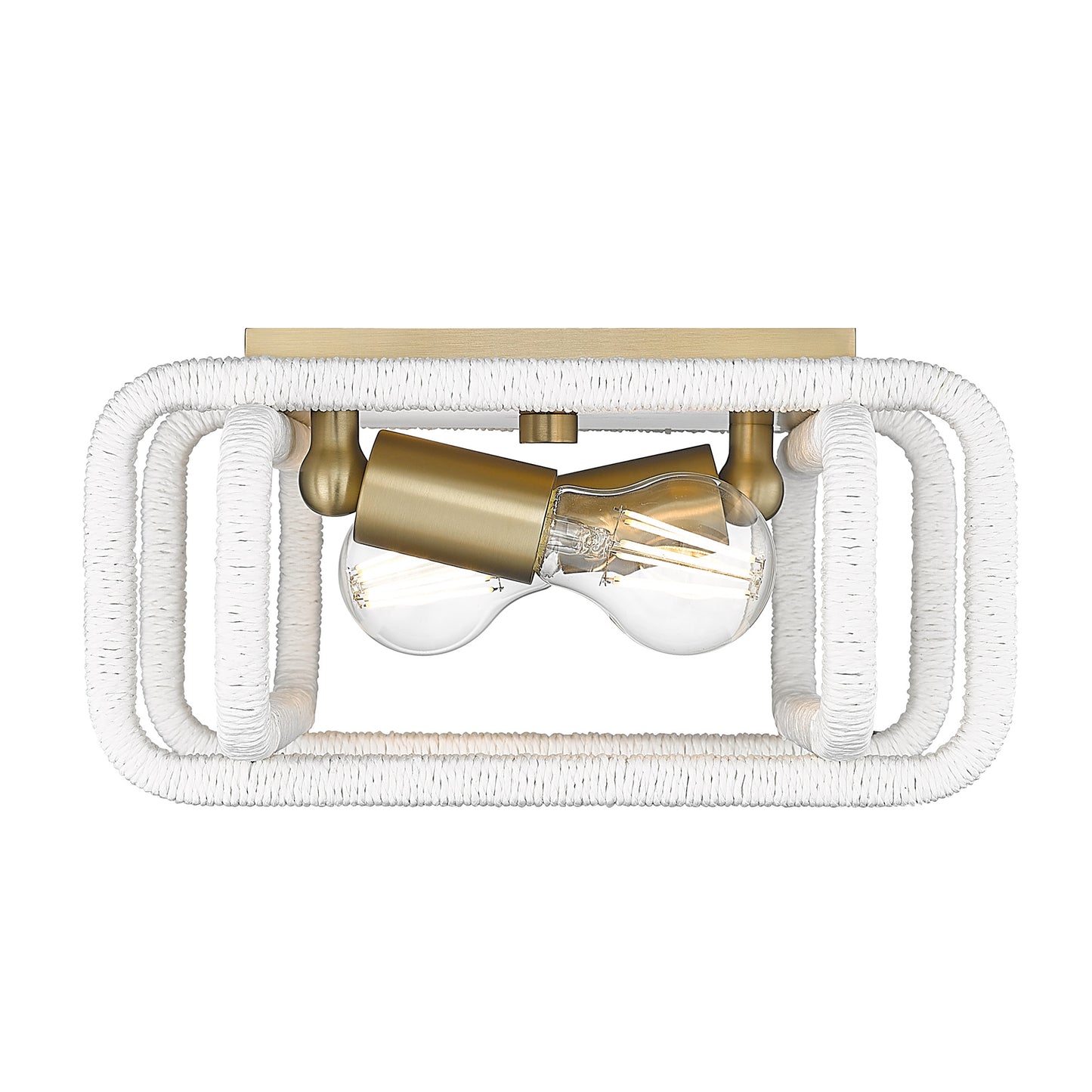 Spencer BCB 2 Light Flush Mount in Brushed Champagne Bronze with Bleached White Raphia Rope Shade