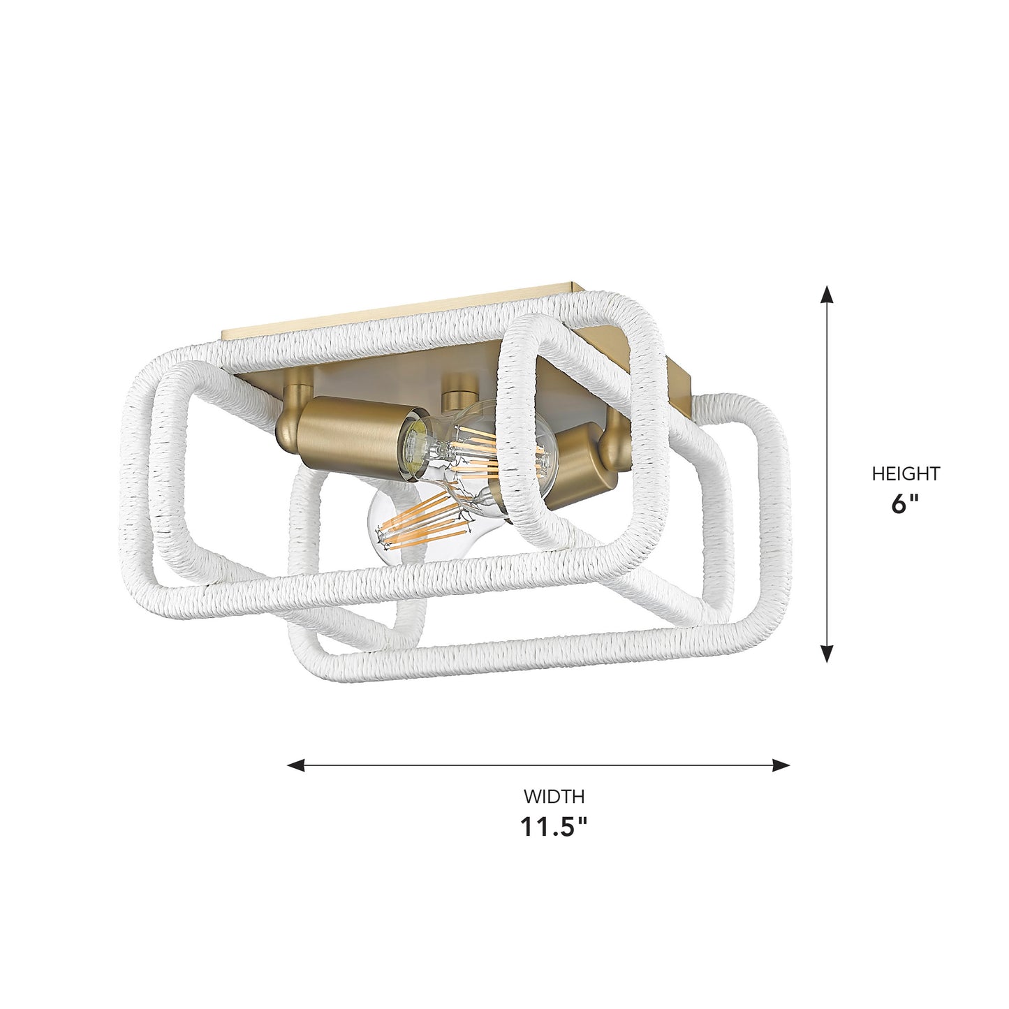 Spencer BCB 2 Light Flush Mount in Brushed Champagne Bronze with Bleached White Raphia Rope Shade