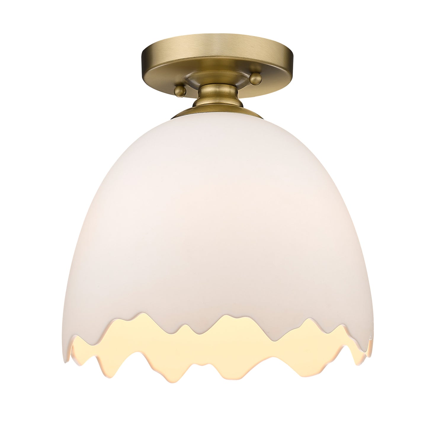Fresco- Semi-Flush in Brushed Champagne Bronze with Porcelain Shade