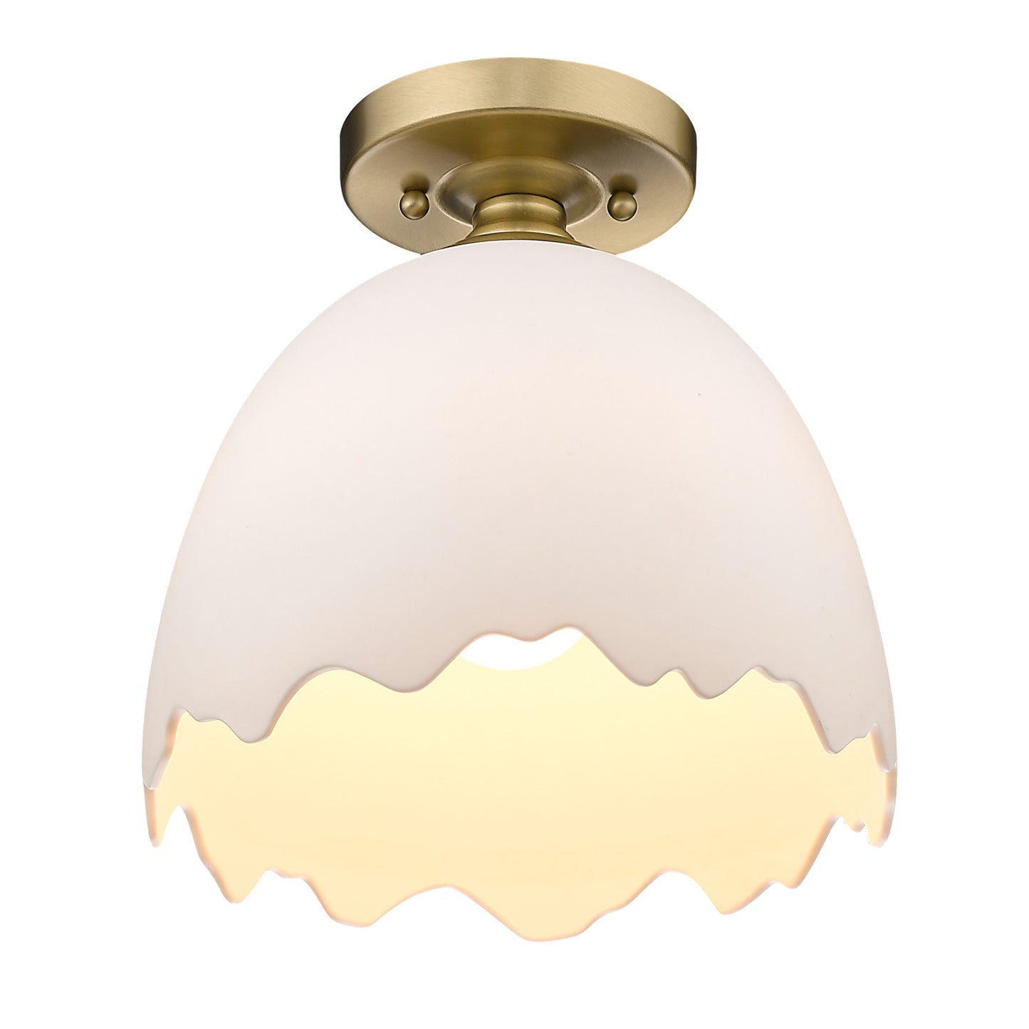 Fresco- Semi-Flush in Brushed Champagne Bronze with Porcelain Shade
