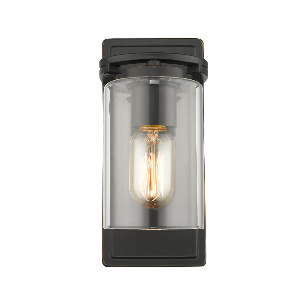 William- 1 Light Wall Sconce in Matte Black with Gold Highlights and Clear Glass