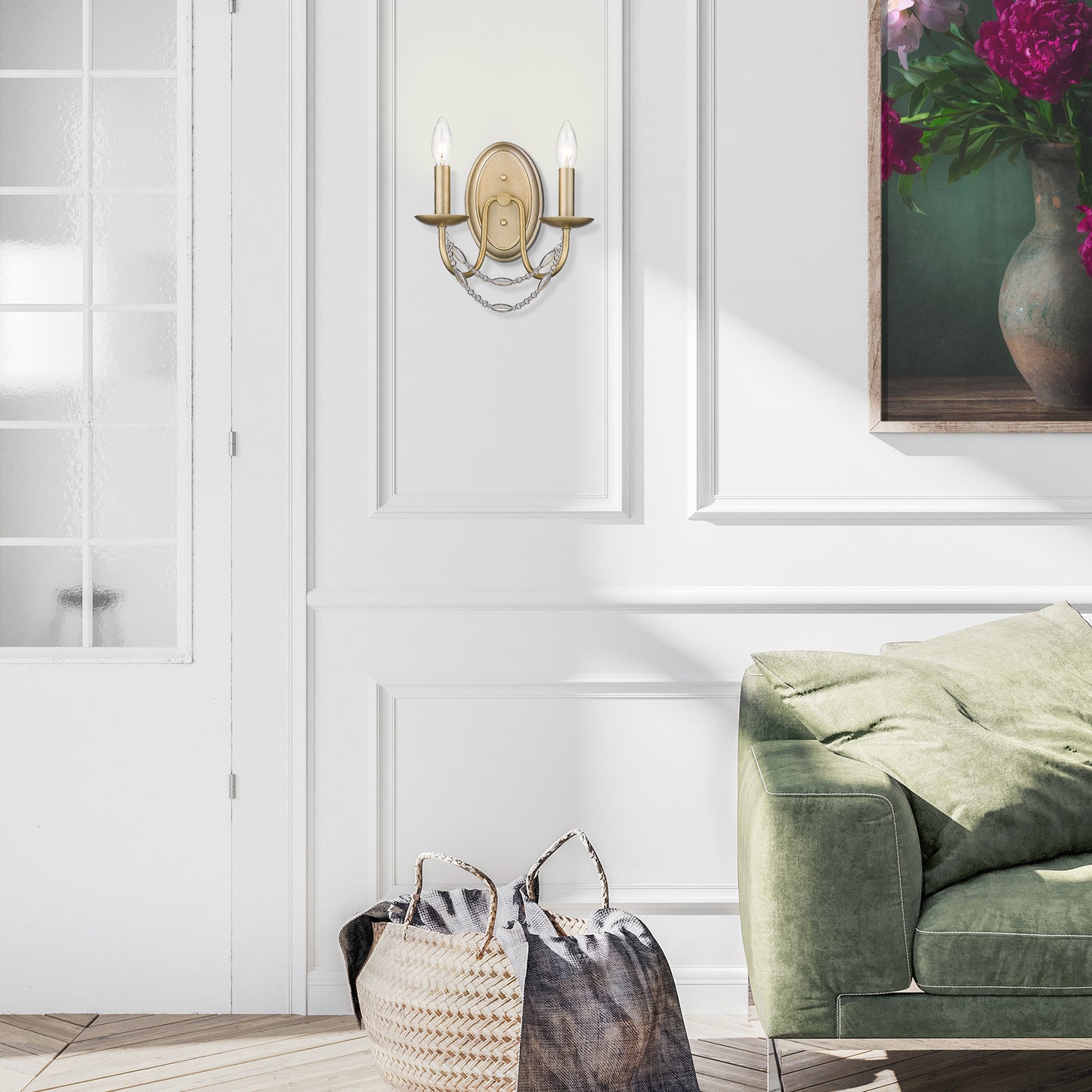 Ingrid-2-Light Wall Sconce in Golden Aura