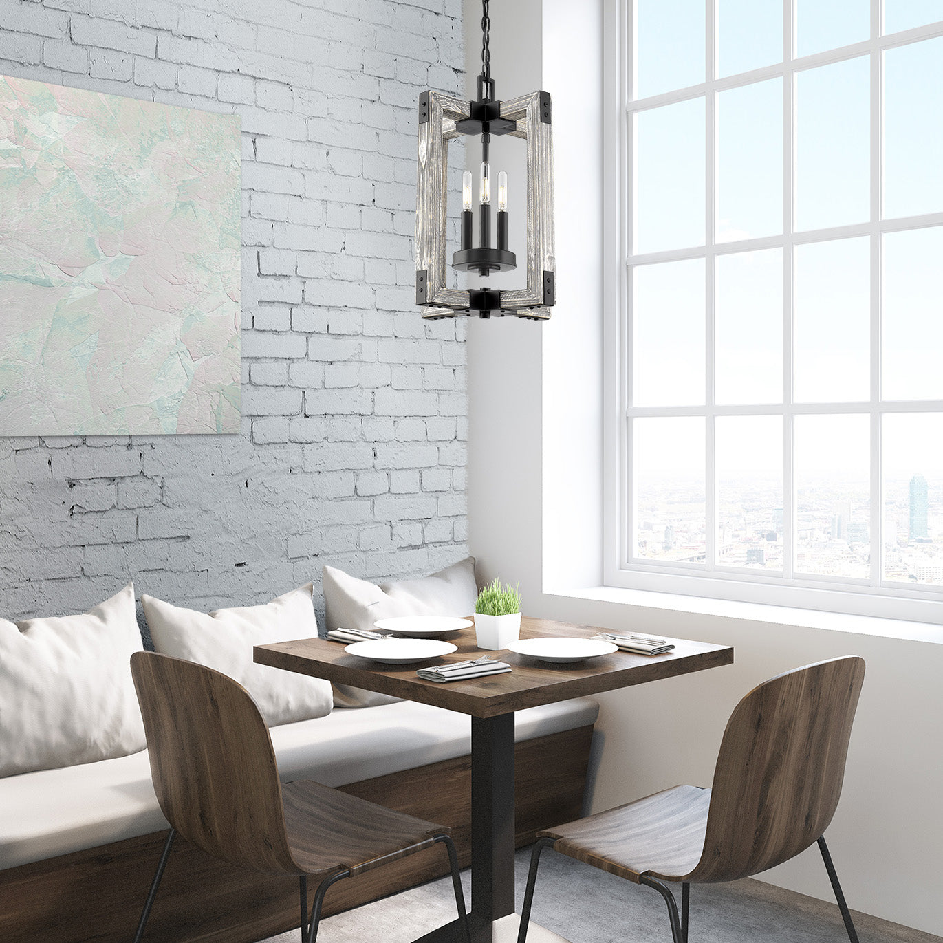 Walden 3- Light Pendant in Matte Black