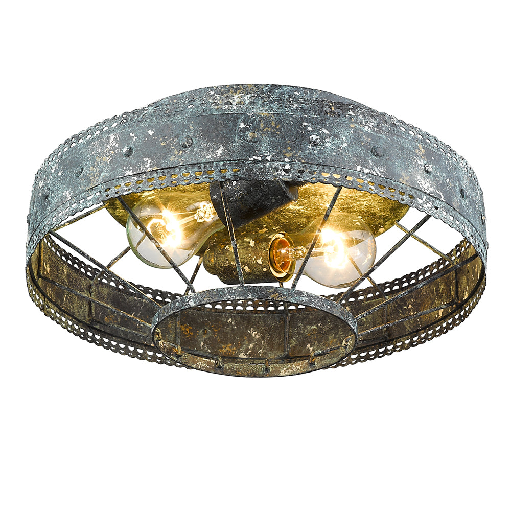 Bueller Flush Mount in Blue Verde Patina