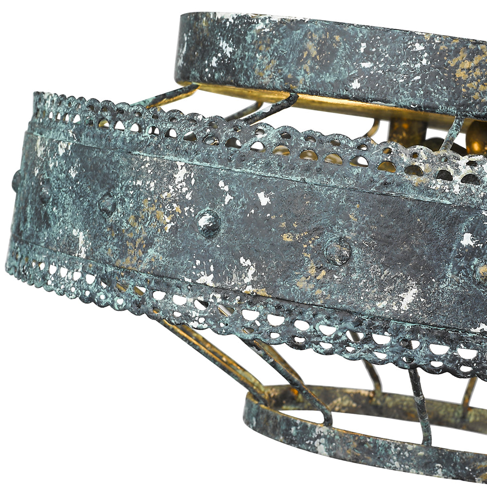 Bueller Flush Mount in Blue Verde Patina