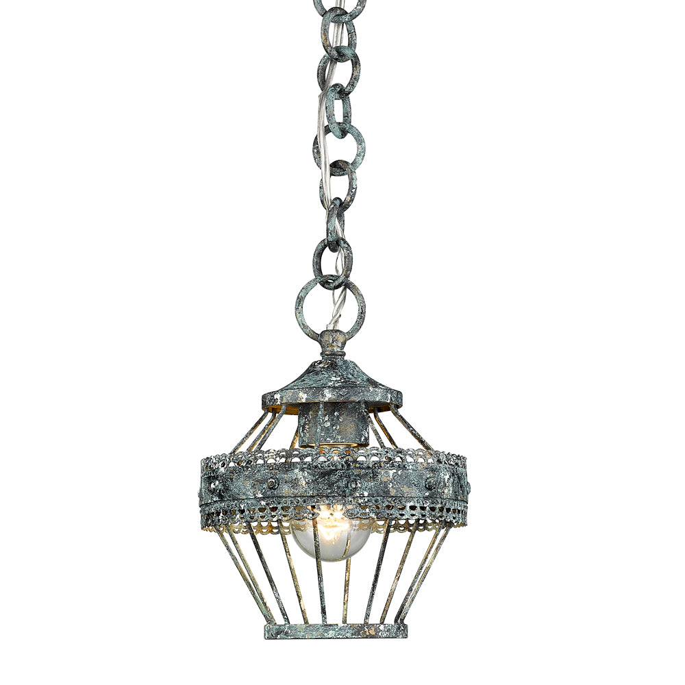 Bueller Mini Pendant in Blue Verde Patina