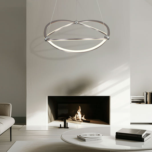 Samantha 24" LED Chandelier in Satin Nickel with No Shade