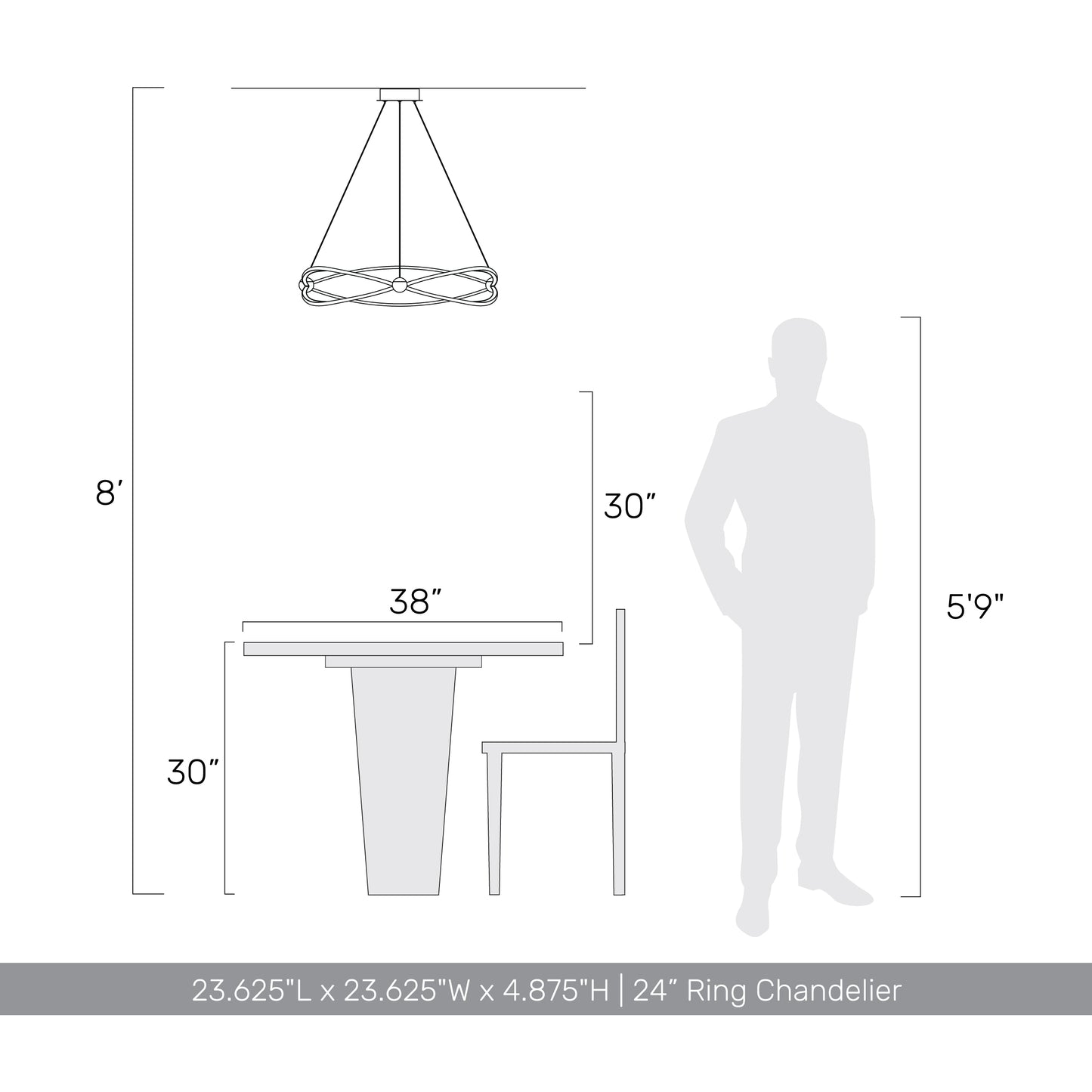 Samantha 24" LED Chandelier in Satin Nickel with No Shade