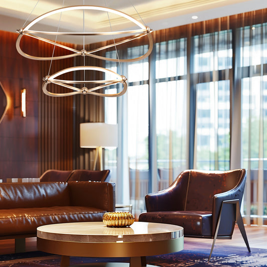 Samantha 2 Tier - 32" LED Chandelier in Anodized Gold with No Shade