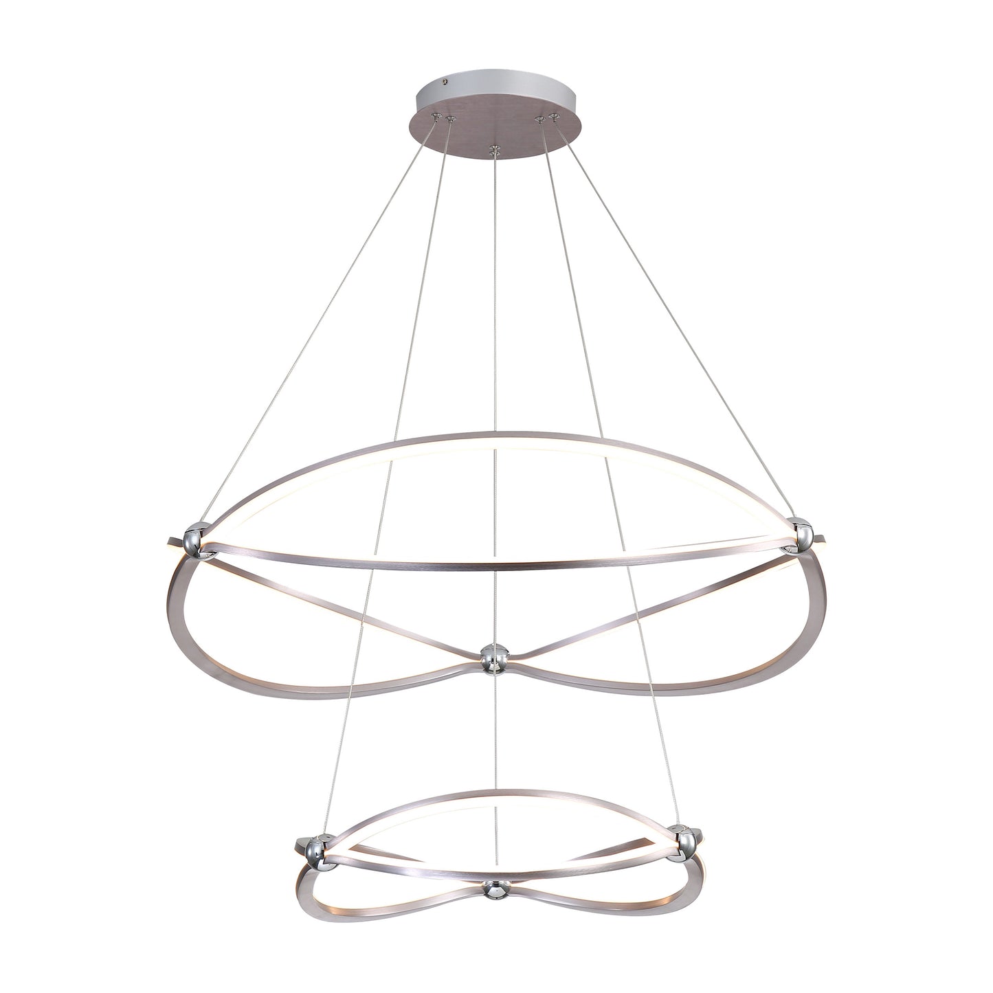 Samantha 2 Tier - 32" LED Chandelier in Satin Nickel with No Shade