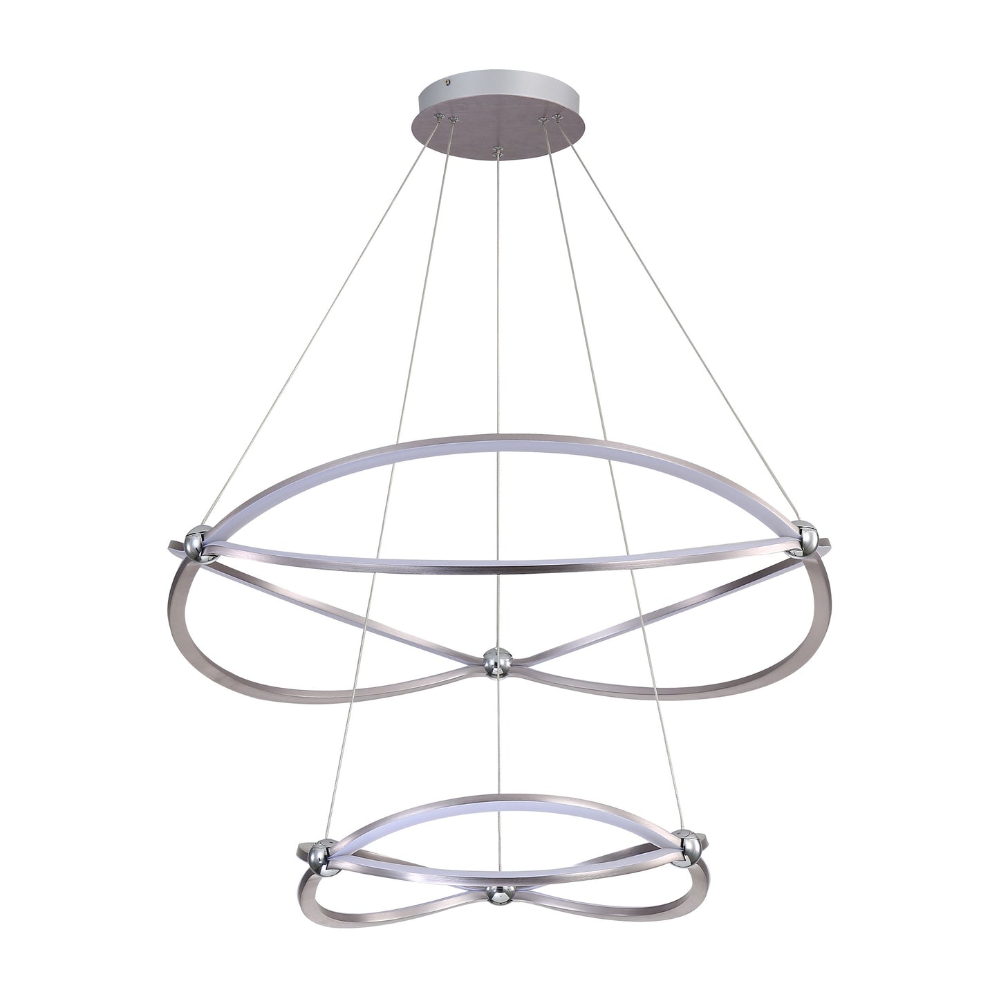 Samantha 2 Tier - 32" LED Chandelier in Satin Nickel with No Shade