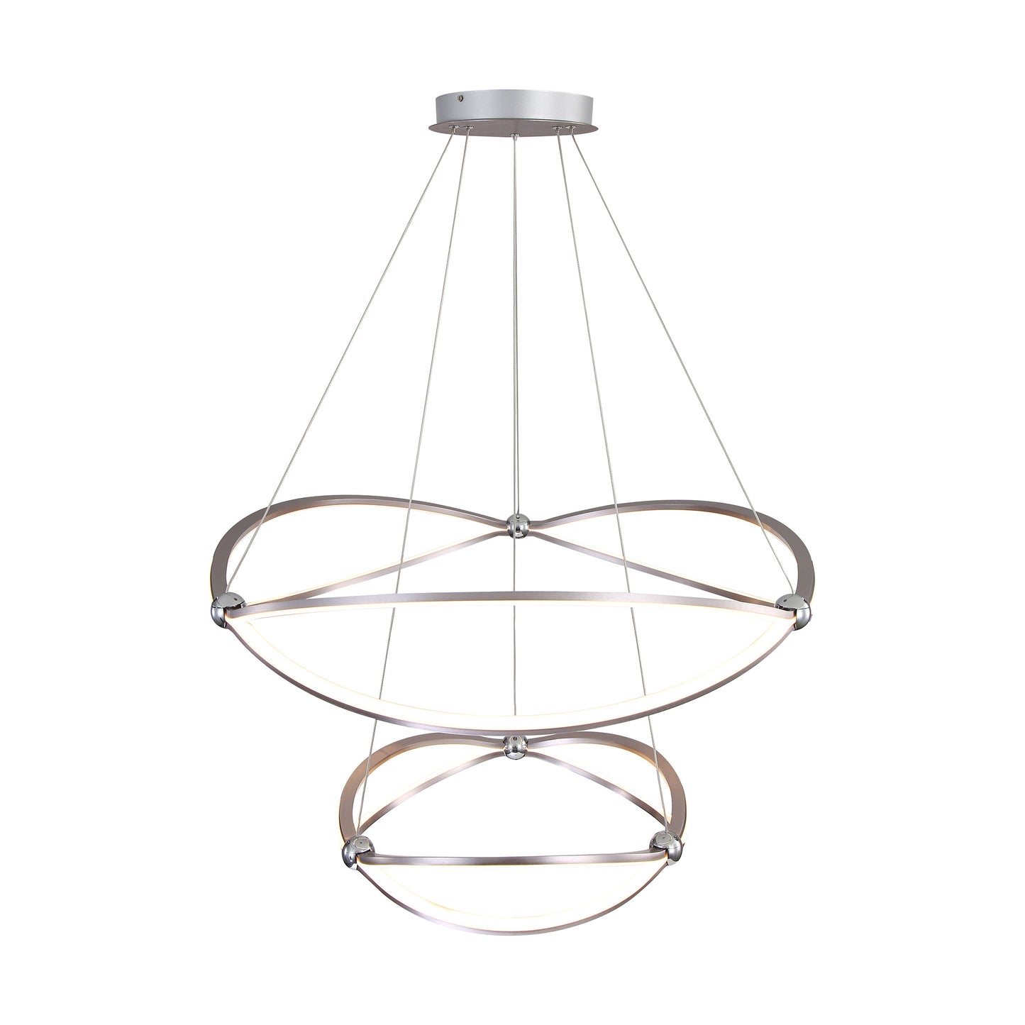 Samantha 2 Tier - 32" LED Chandelier in Satin Nickel with No Shade