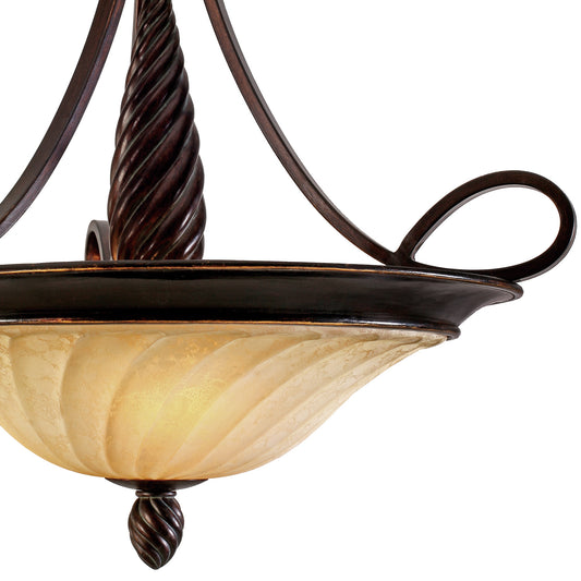 Diana 3 Light Pendant in Cordoban Bronze with Remolino Glass