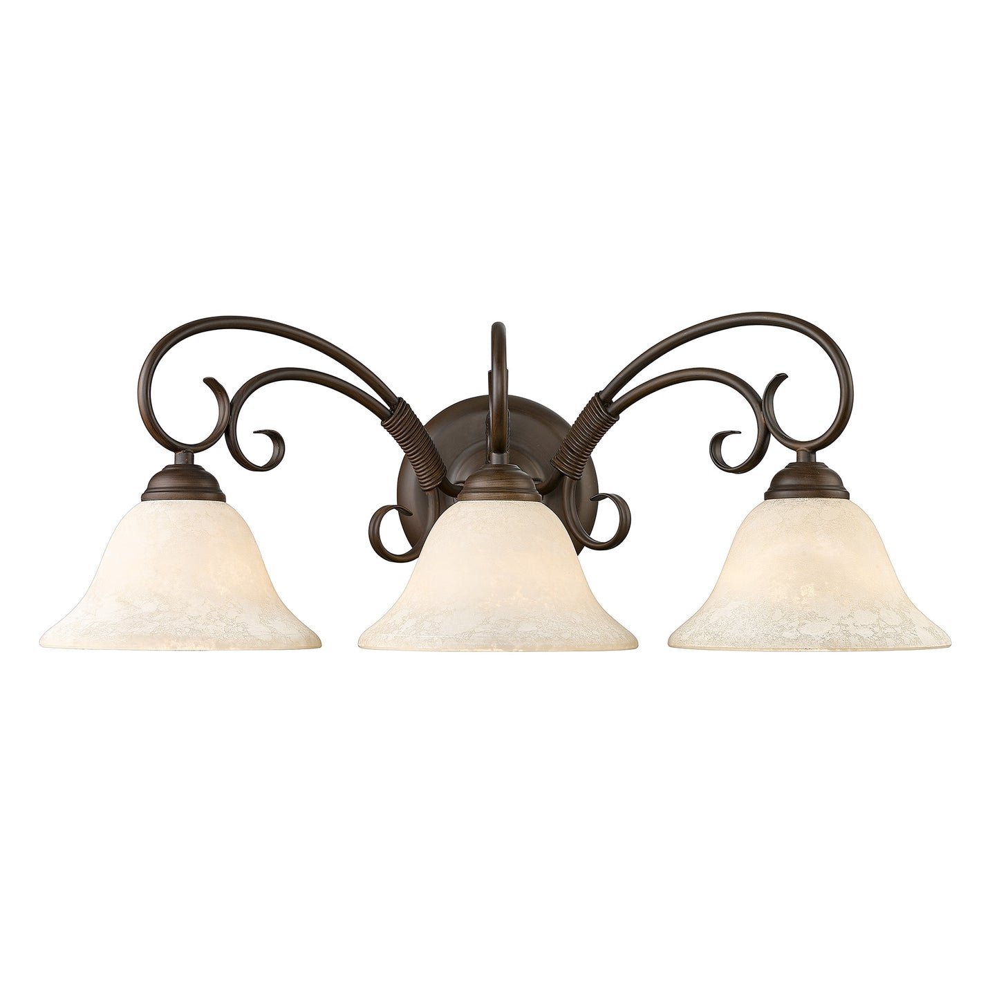 Hercules 3 Light Bath Vanity in Rubbed Bronze with Tea Stone Glass