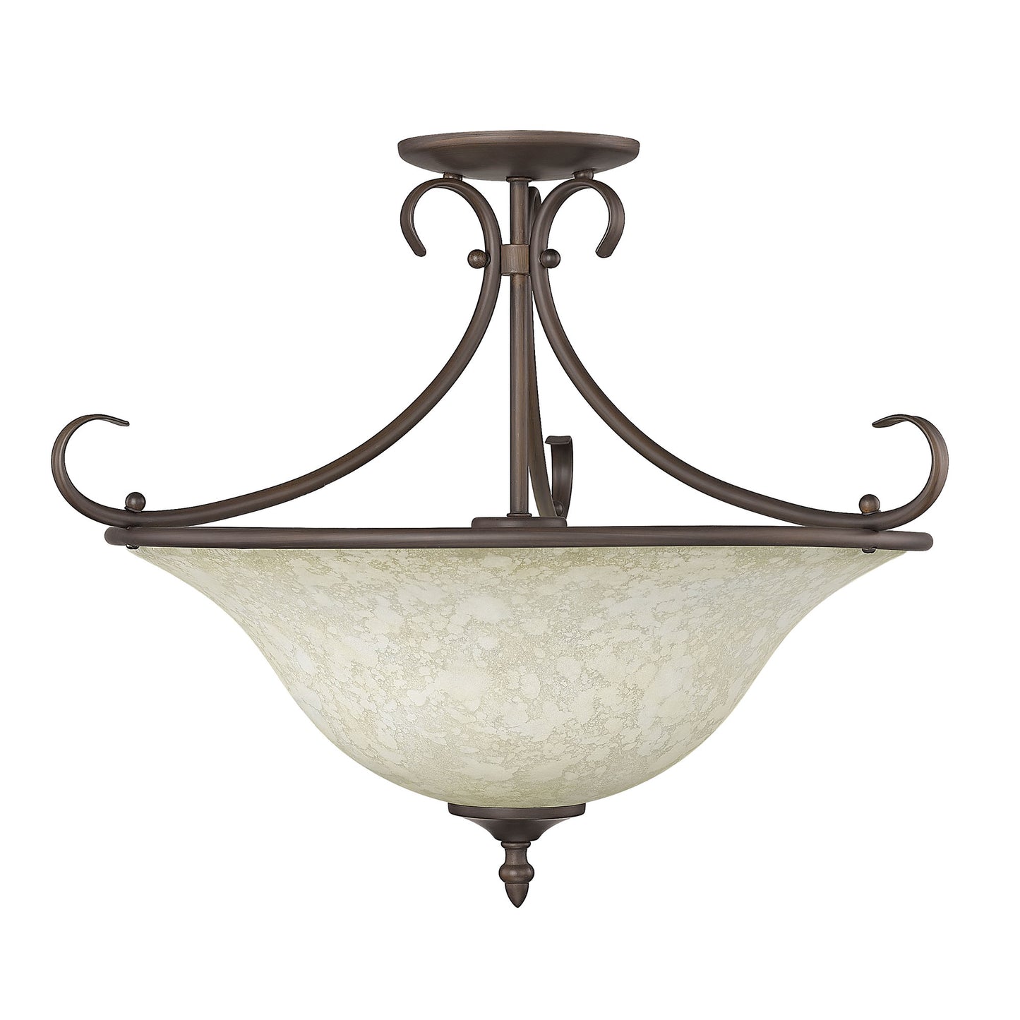 Hercules Semi-Flush in Rubbed Bronze with Tea Stone Glass