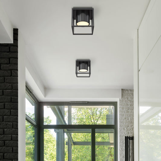 Edmond Flush Mount - 7" in Matte Black with Matte Black Shade