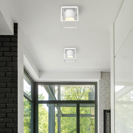 Edmond WHT Flush Mount - 7" in Matte White with Matte White Shade