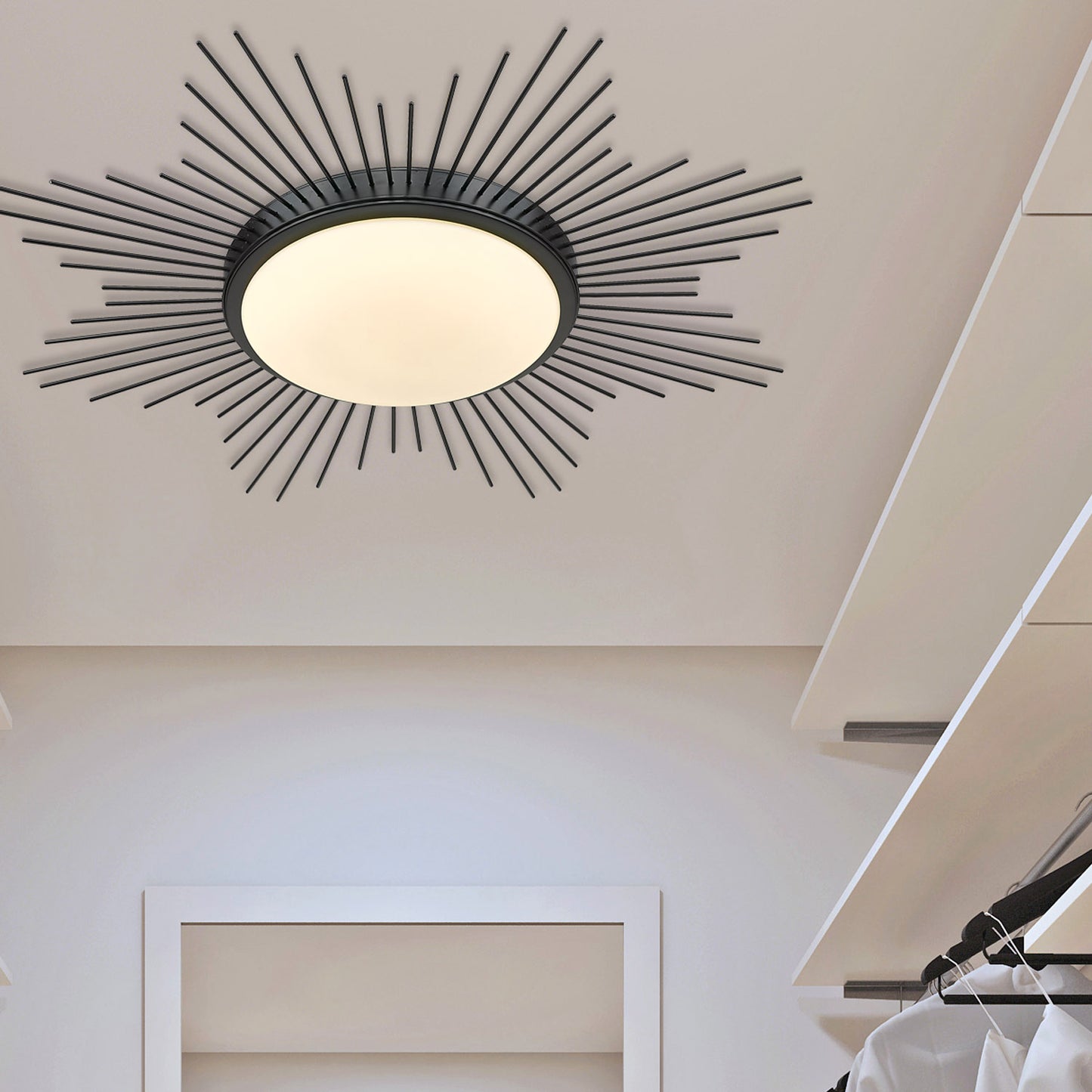 Apollo 24" Flush Mount in Matte Black with Opal Glass