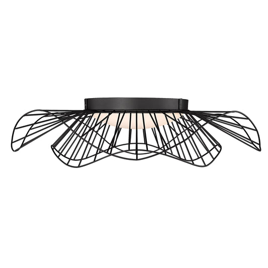 Rosada Flush Mount - 24" in Natural Black with Opal Glass Shade