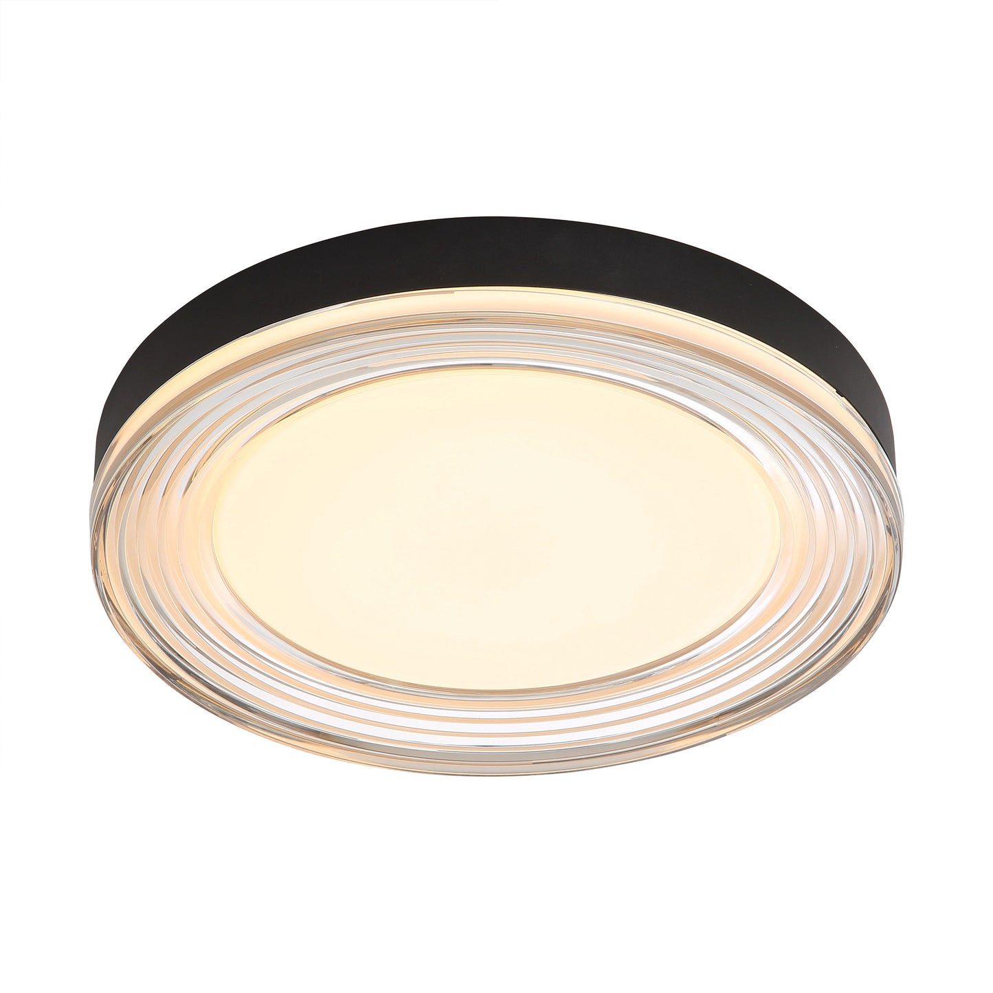Ondulada LED Flush Mount - 16" in Sand Black with Smoky Glass