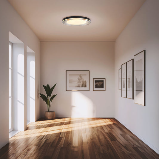 Ondulada LED Flush Mount - 20" in Sand Black with Smoky Glass