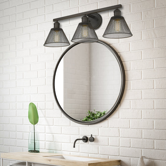 Lan 3-Light Bath Vanity in Rubbed Bronze with Rubbed Bronze