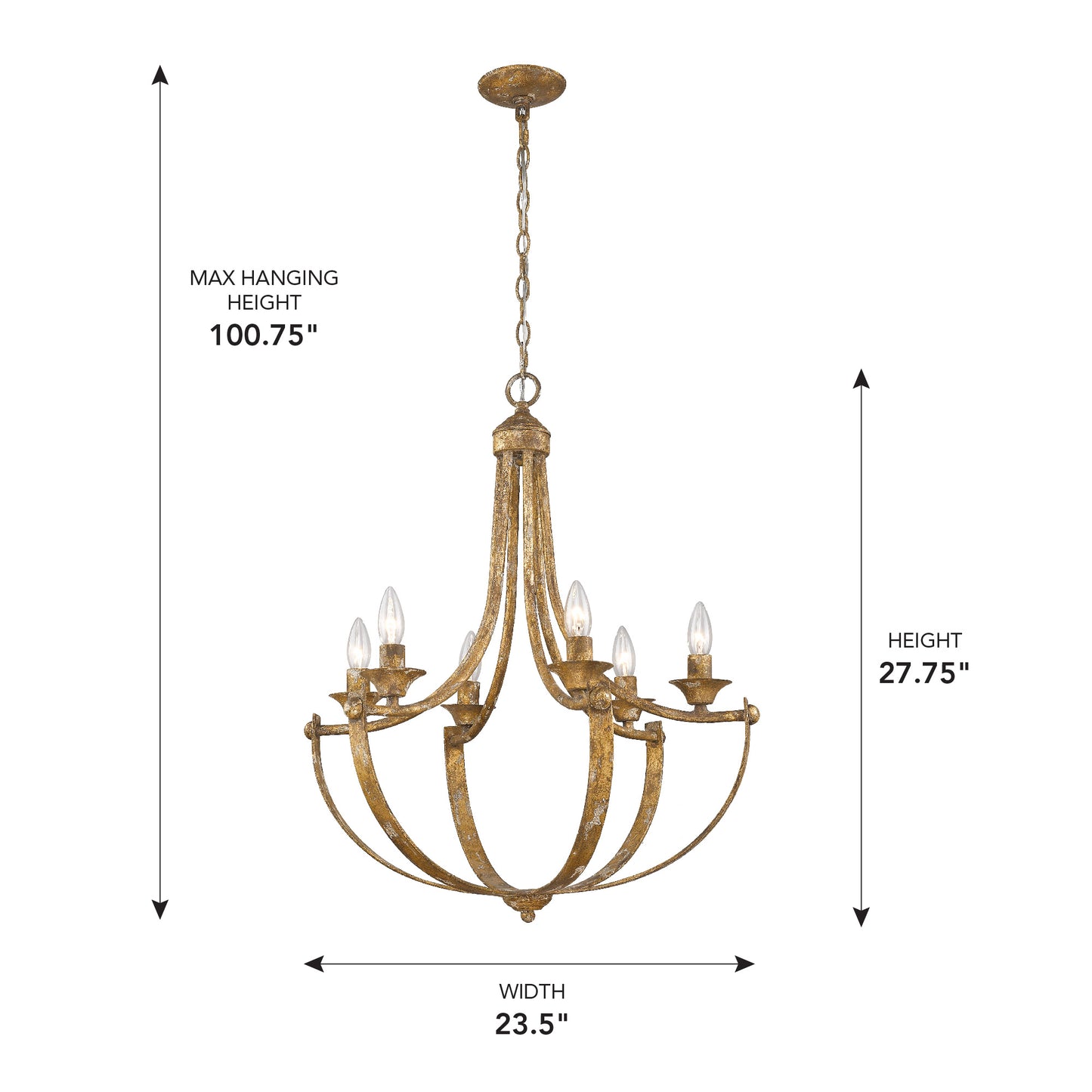 Victory 6-Light Chandelier in Heirloom Gold
