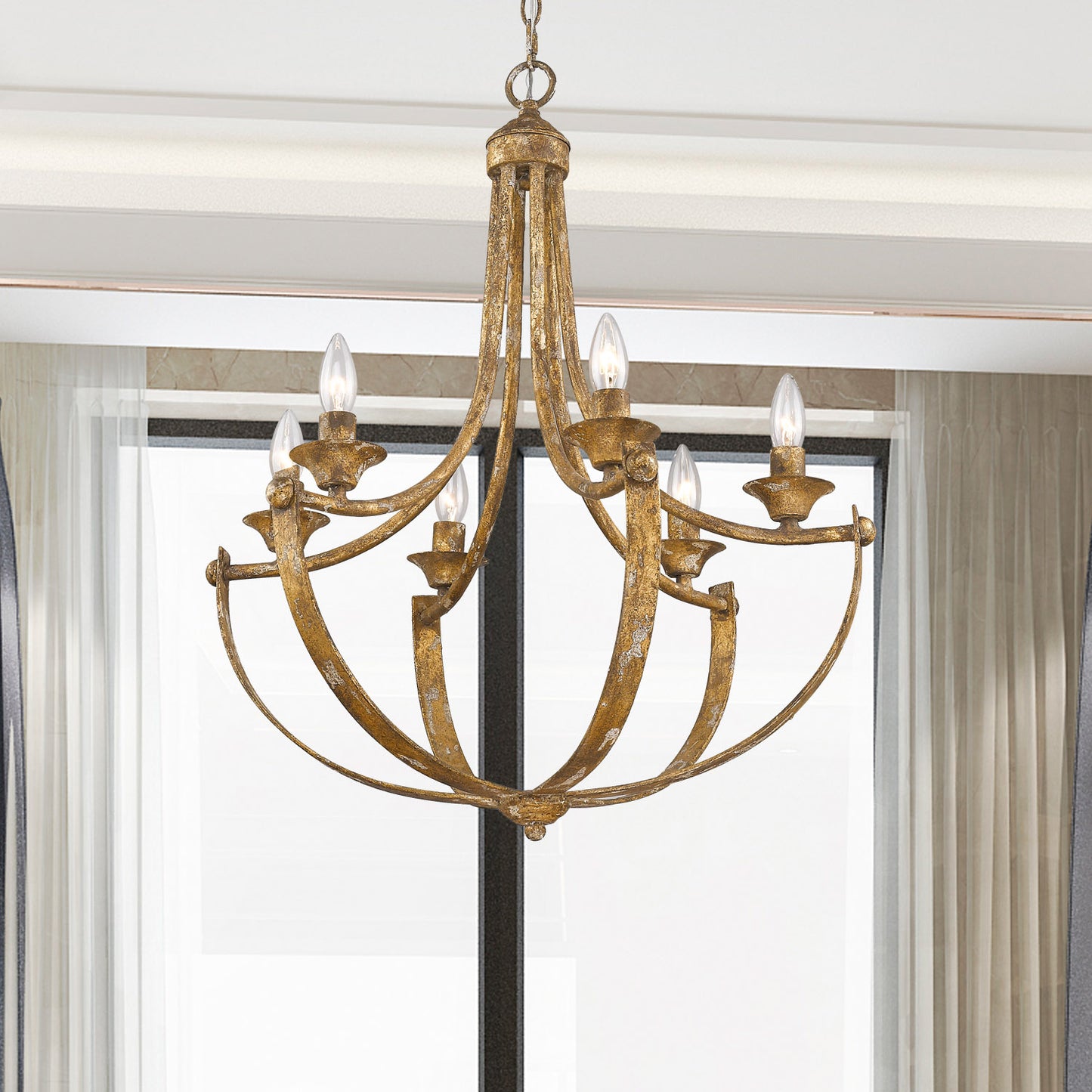 Victory 6-Light Chandelier in Heirloom Gold