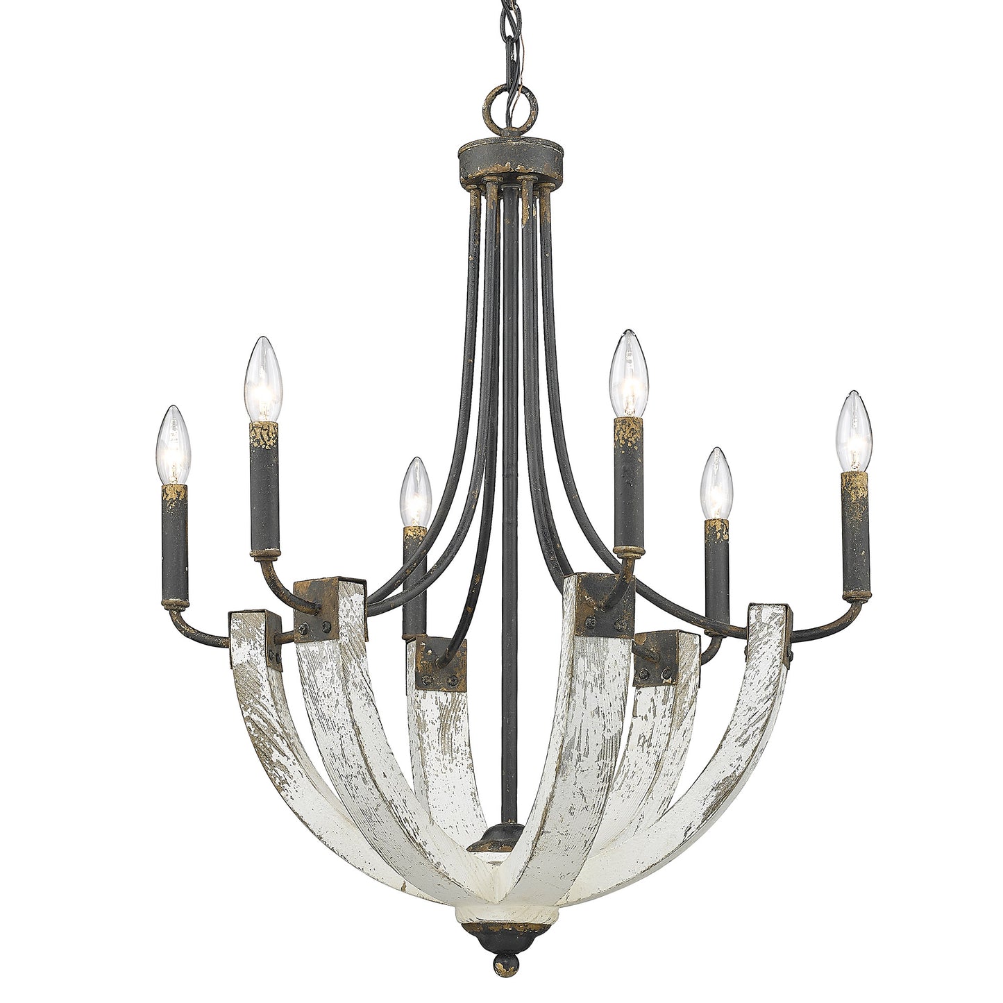 Frederick- 6 Light Chandelier in Antique Black Iron