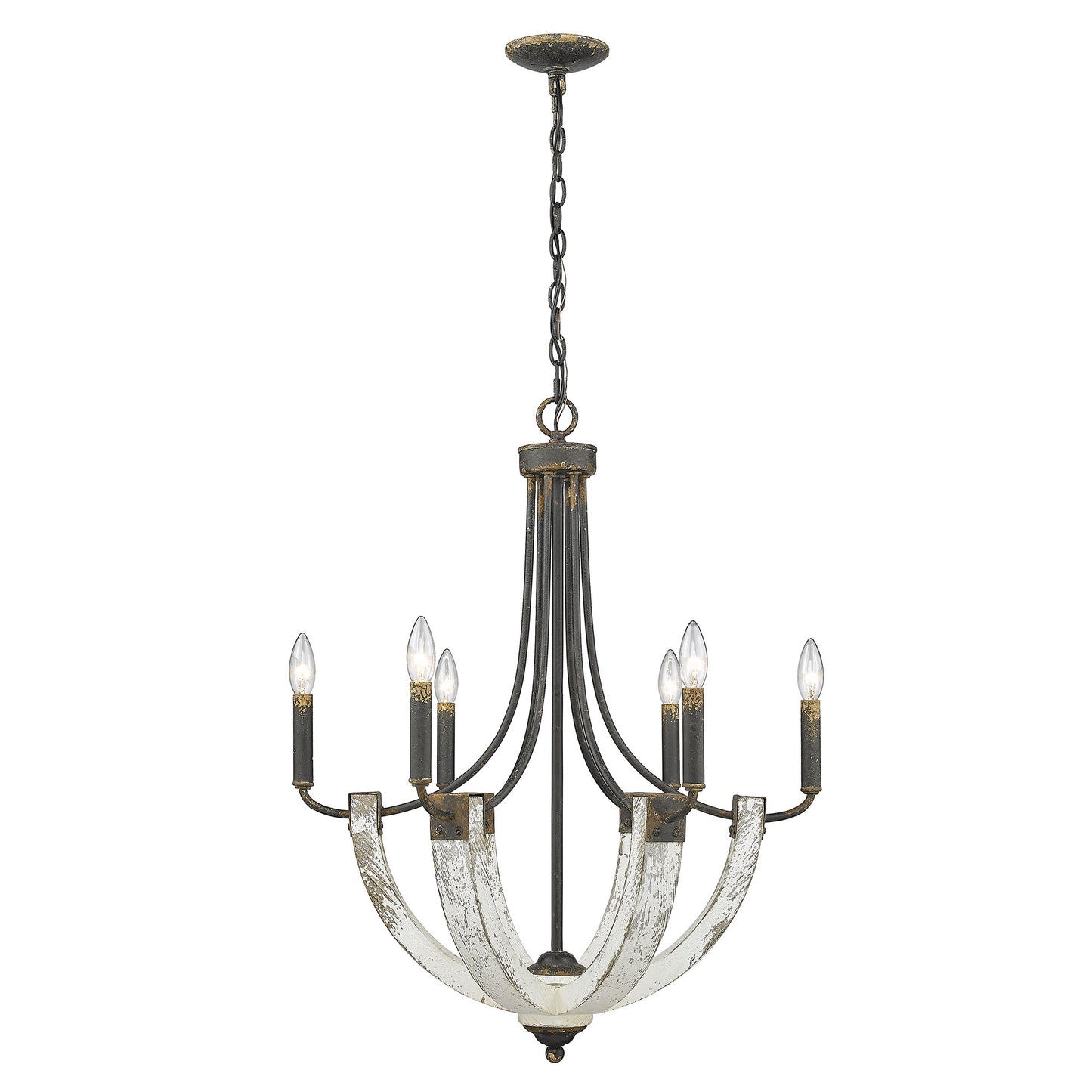 Frederick- 6 Light Chandelier in Antique Black Iron