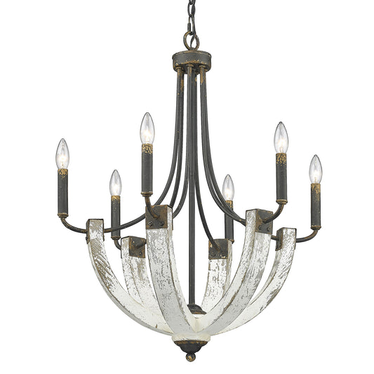 Frederick- 6 Light Chandelier in Antique Black Iron