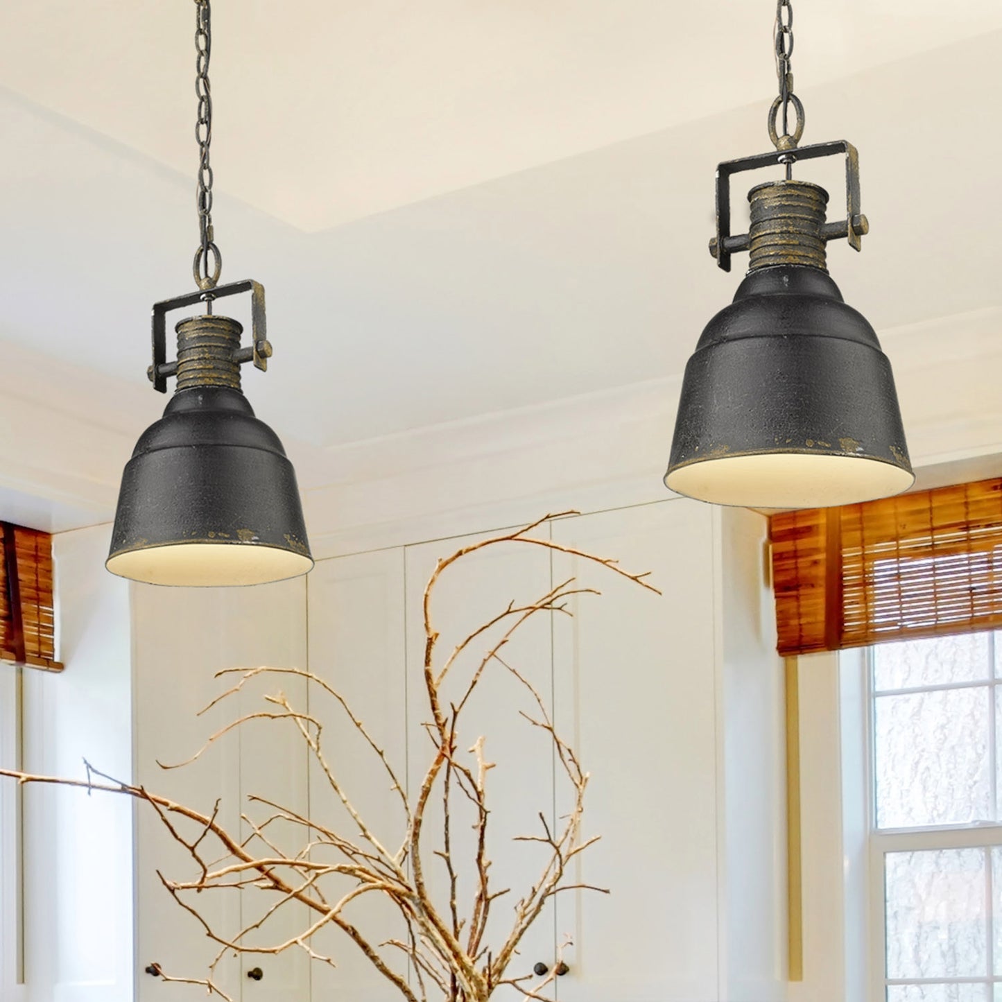 Quarry 1 Light Pendant in Antique Black Iron