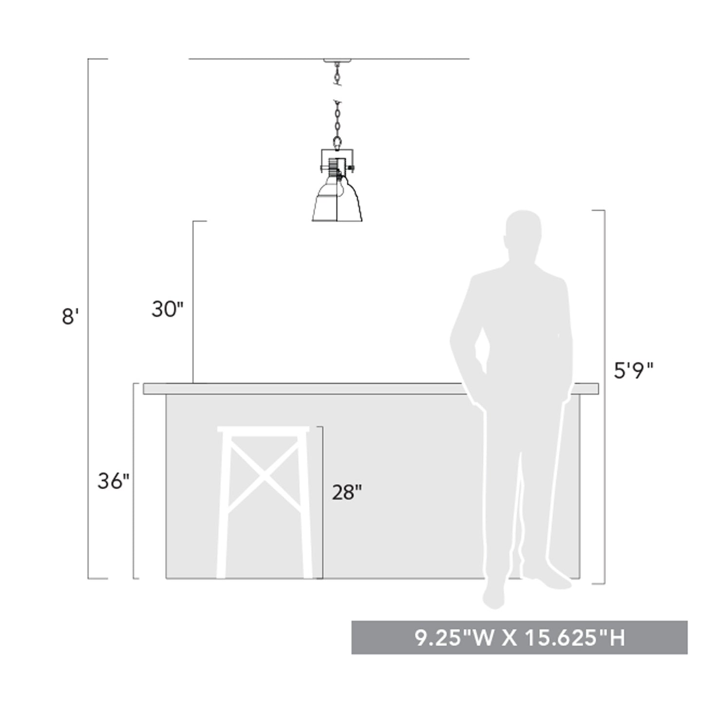 Quarry 1 Light Pendant in Antique Black Iron