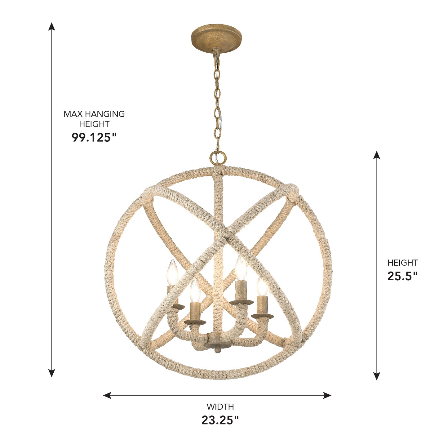 Marina 4-Light Chandelier in Burnished Chestnut