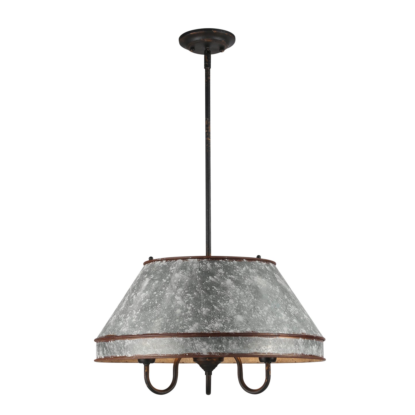 Alstott 3-Light Pendant in Antique Black Iron with Galvanized Steel